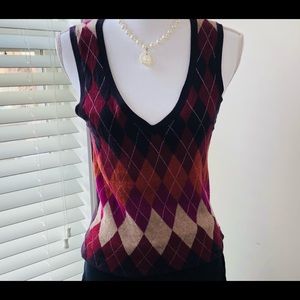The Limited V neck vest Argyle 100% cotton EUC